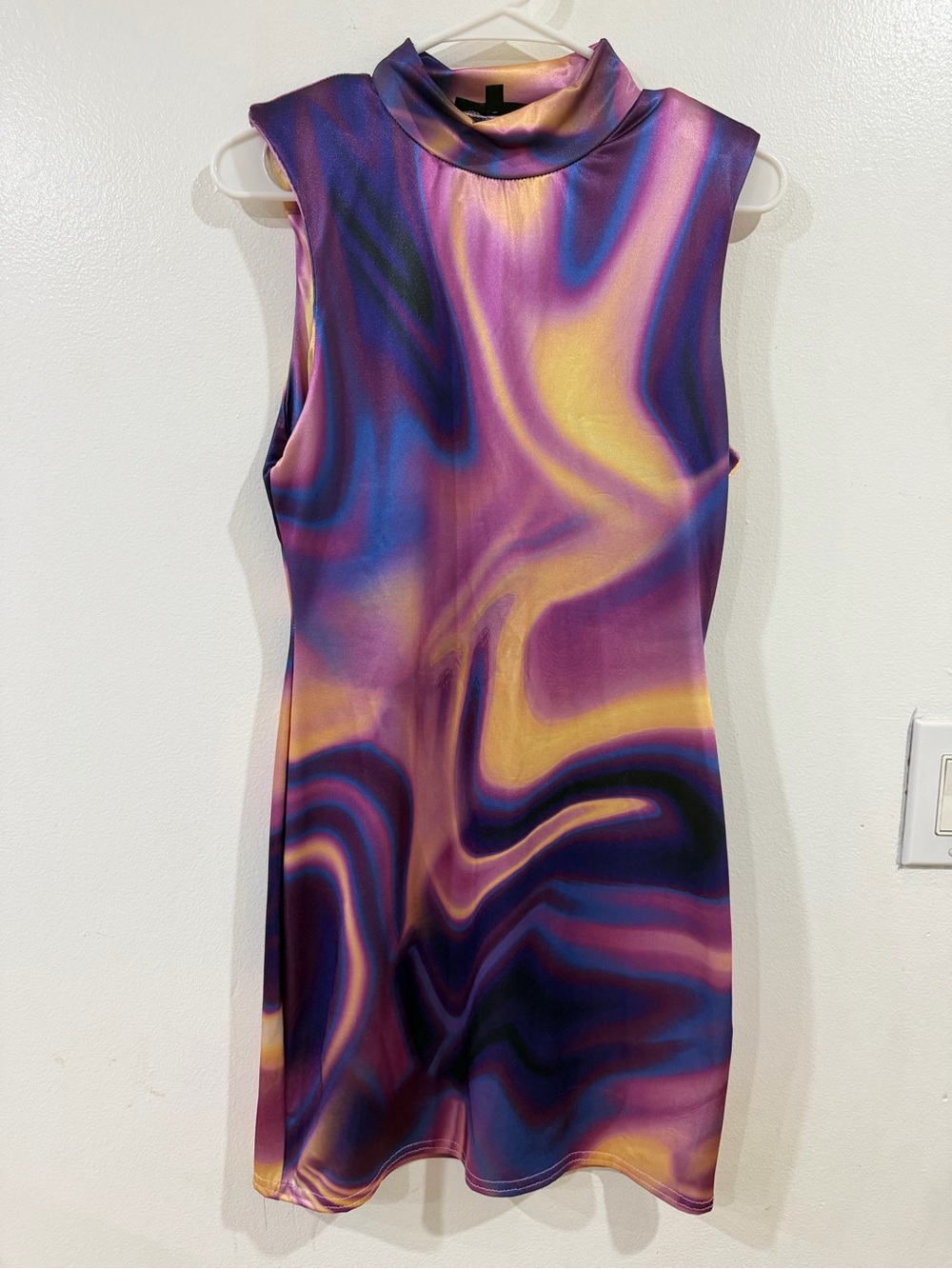 Missguided Swirl Mini Dress in Purple and Yellow